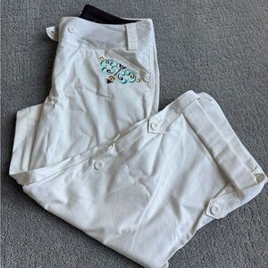 Trigelle White Embroidered Cotton Pants